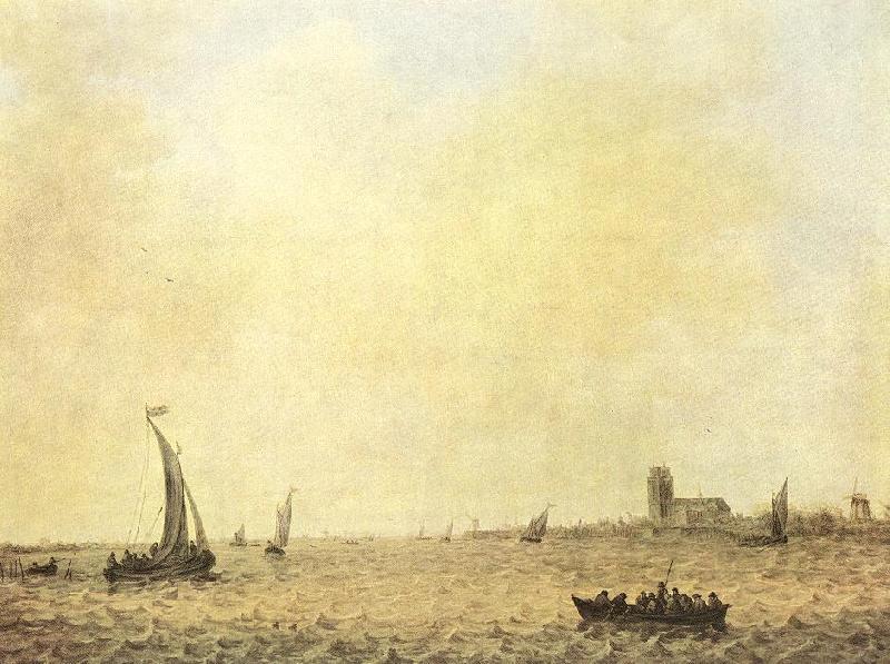 GOYEN, Jan van View of Dordrecht from the Oude Maas sdg France oil painting art